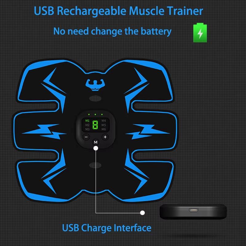 Ems Wireless Abdominal Arm Muscle Stimulator Smart Electric Six-Pack Abs Trainer Fitness Muscles Electrostimulator Hips Trainer