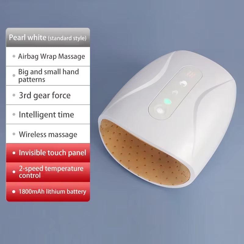 Electric Hand Massage Machine Palm Finger Acupoint Wireless Hand Massager with Air Pressure and Hot Compress Acupressure Device