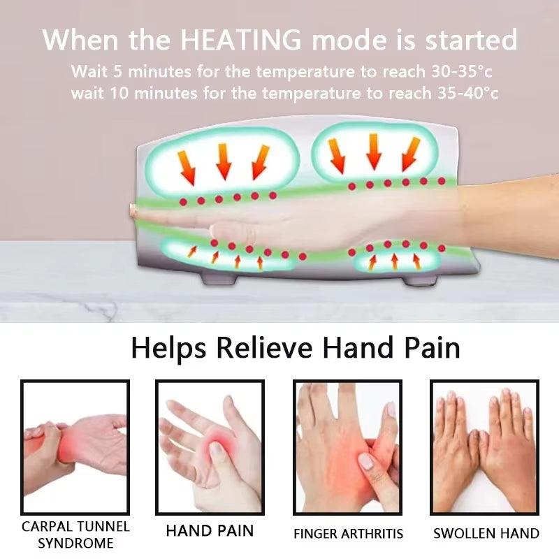 Electric Hand Massage Machine Palm Finger Acupoint Wireless Hand Massager with Air Pressure and Hot Compress Acupressure Device