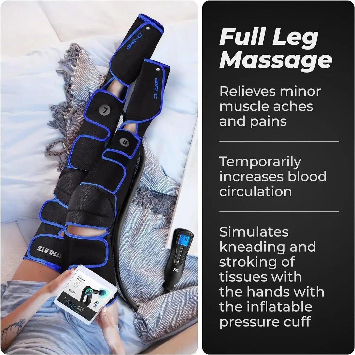 4 Modes of Massage 360° Full Leg Massager for Circulation and Pain Relief Air Pressure Massager Promotes Blood Muscle Fatigue