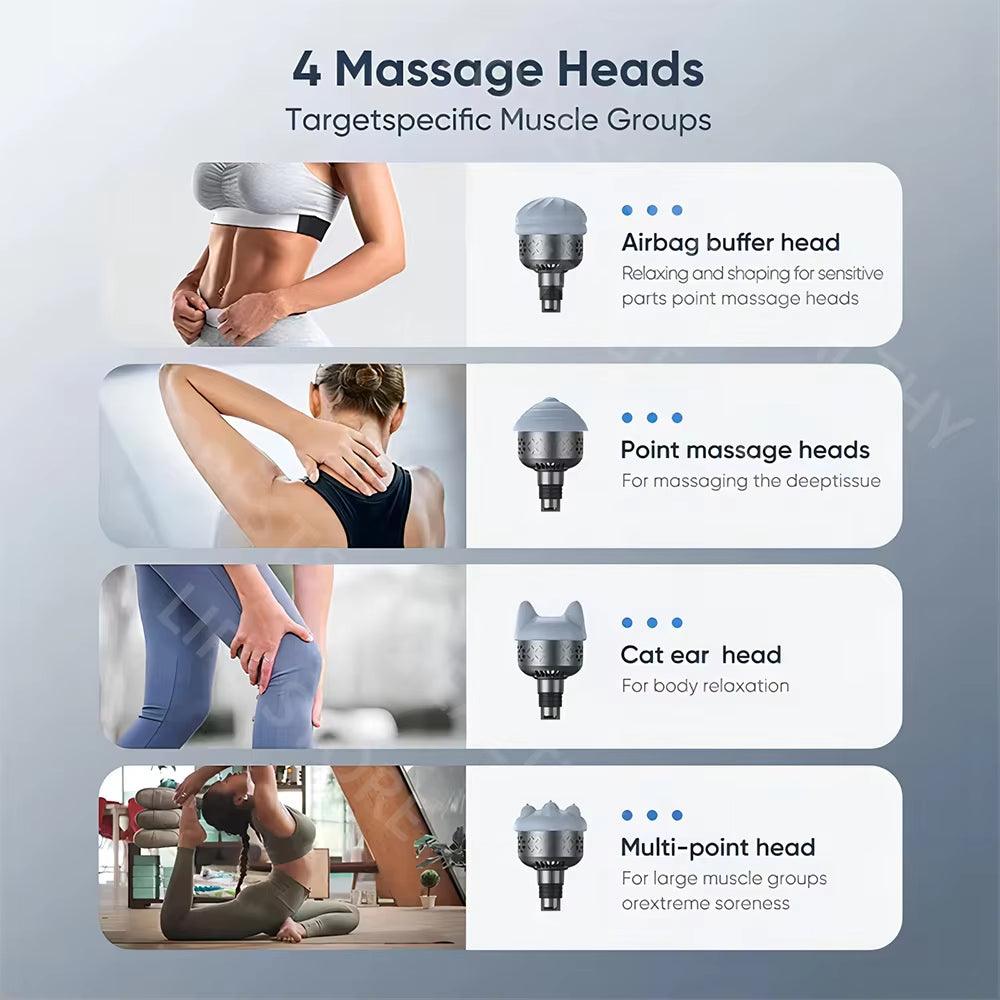 Smart Fascia Gun Massager Electric Booster Massage Gun for Body Massage Relaxation Cold Hot Compress Fitness Muscle Pain Relie