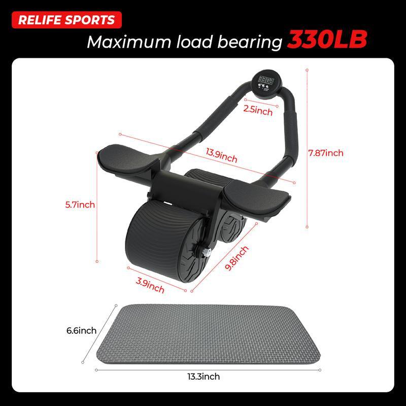 Relifesports Automatic Rebound Abdominal Wheel, Ab Roller with Timer and Elbow Support, Abs Workout Equipment Ab Exercise Roller for Women and Men